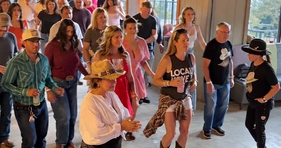 Guests line dancing at Boots on Baldy